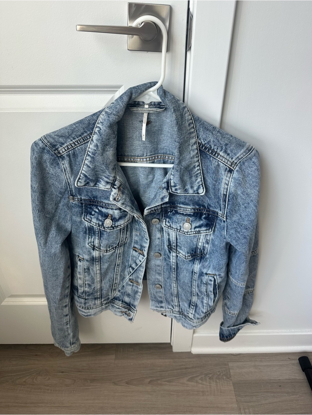Free People Washed Light Blue Denim Jacket
